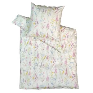 Jersey-Bettwäsche Wiesenblumen creme 135x200cm