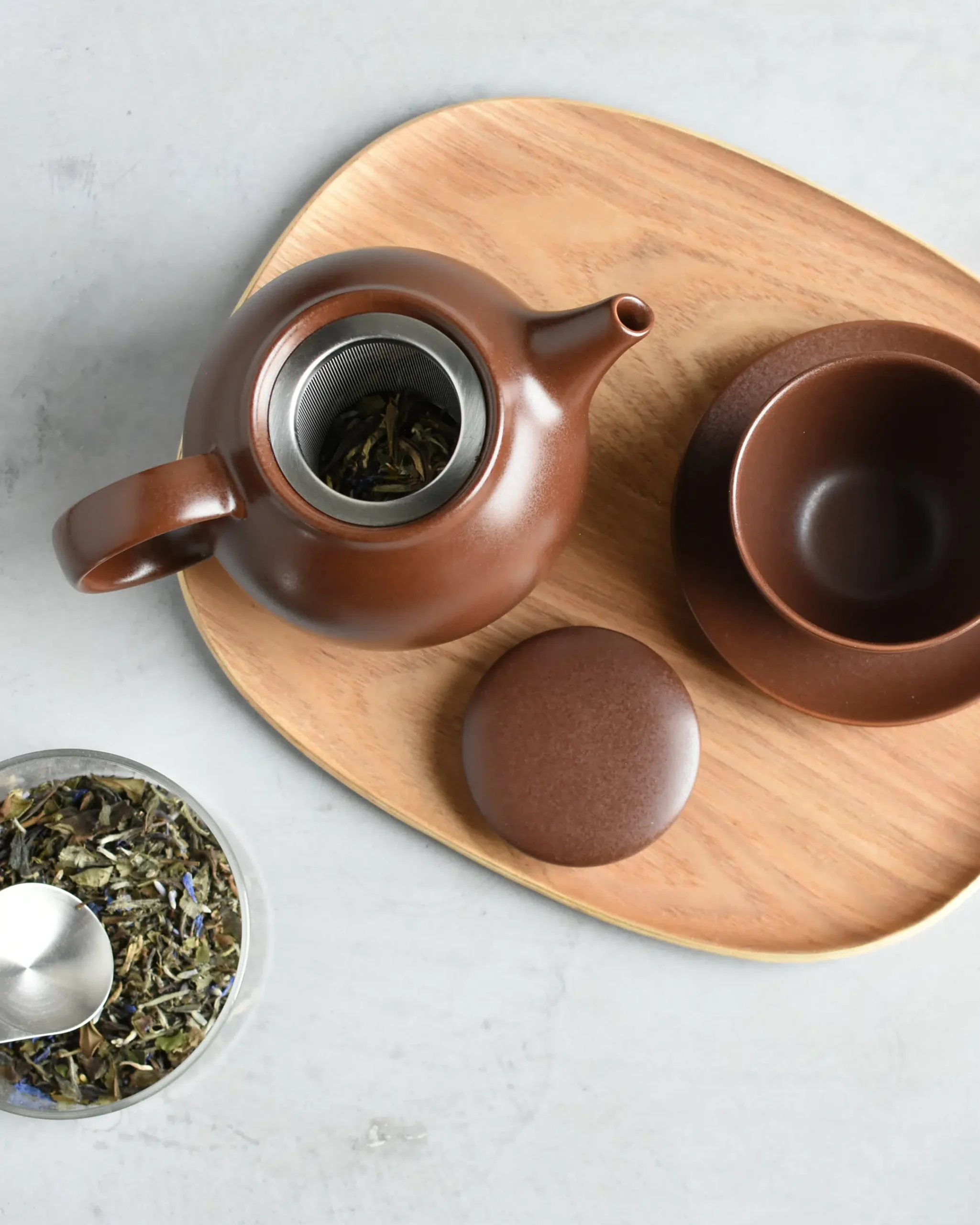 Kinto Pebble Porzellan Teekanne 480ml, Braun – Bild 3