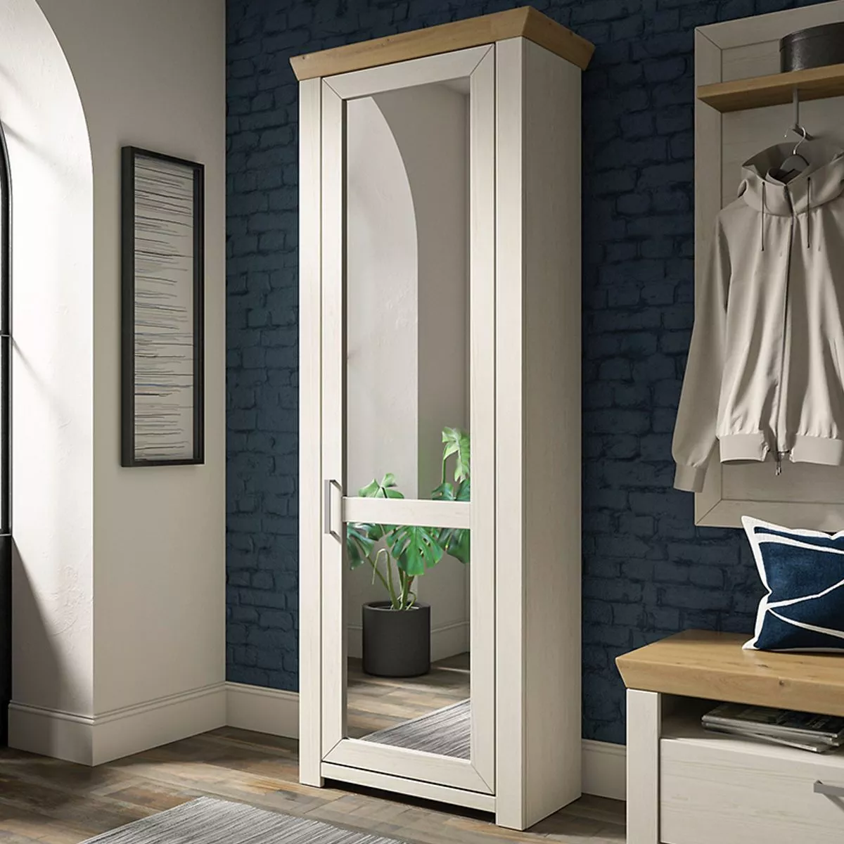 set one by Musterring York-Dielen Garderobenschrank Type GA-12 mit Spiegel, Türanschlag rechts – Bild 6