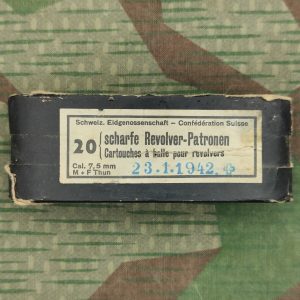 Munitionsschachtel 7.5 mm Revolverpatrone 82, 20 Patronen, 1942 (01.23.)