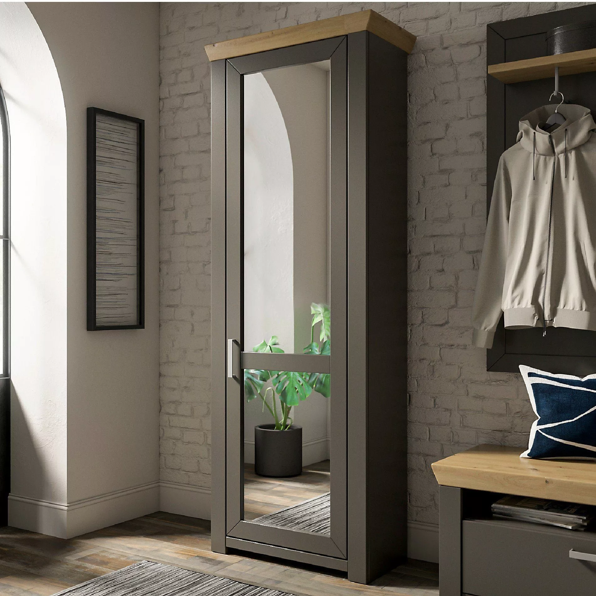 set one by Musterring York-Dielen Garderobenschrank Type GA-12 mit Spiegel, Türanschlag rechts – Bild 9