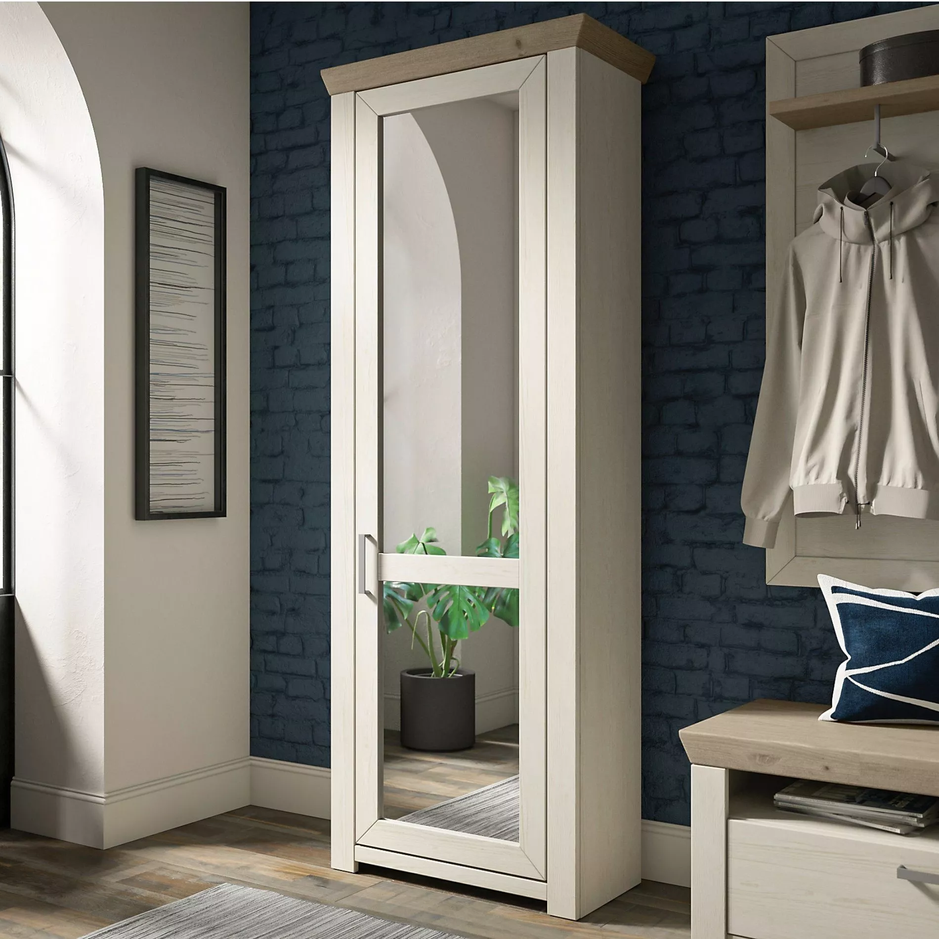 set one by Musterring York-Dielen Garderobenschrank Type GA-12 mit Spiegel, Türanschlag rechts – Bild 3