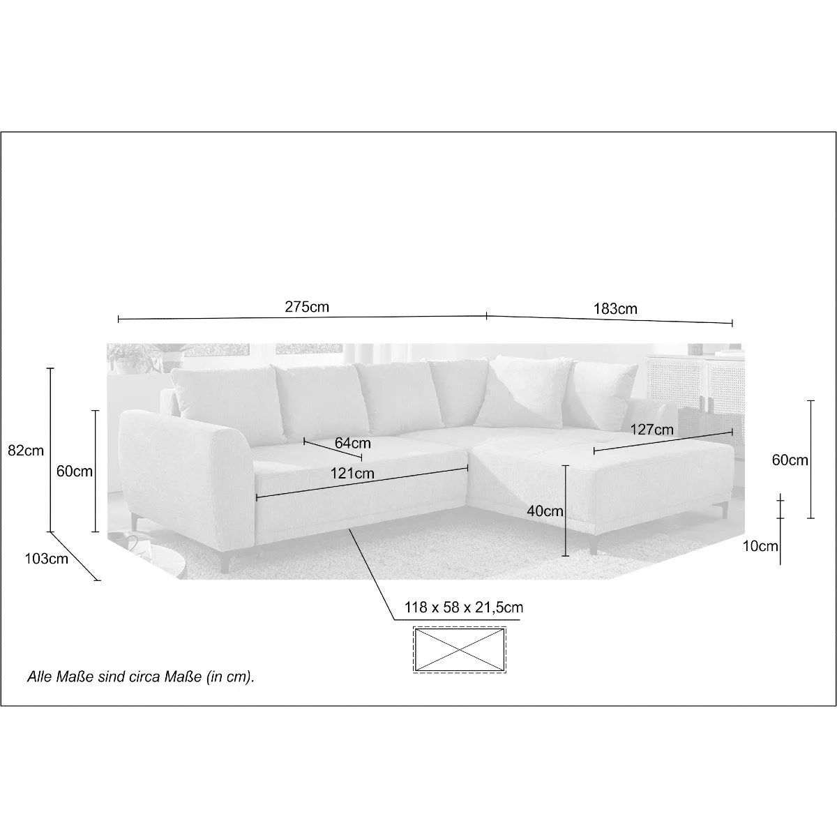 Trendstore Jacek Schlafsofa inkl. Bettkasten und Kissen – Bild 6