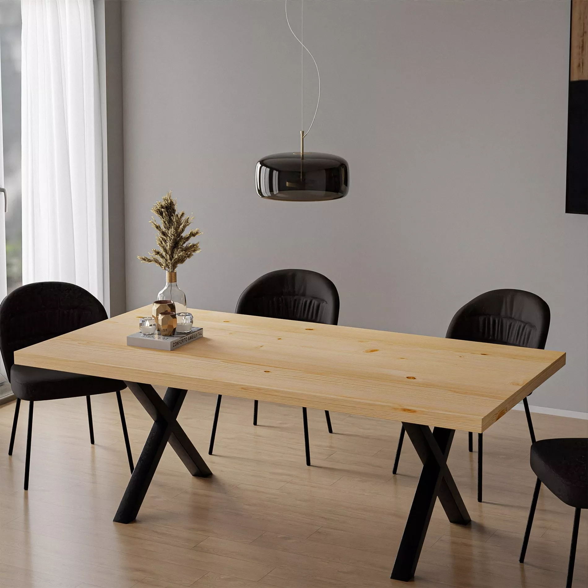 Liadomo Paris Esstisch Massivholz mit 3 Gestellvarianten in 3 Farben – Bild 4