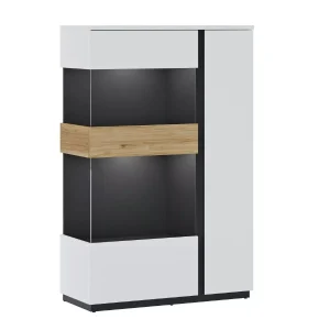 Trendstore Walea Vitrine mit Absetzungen in Schwarz und Beleuchtung