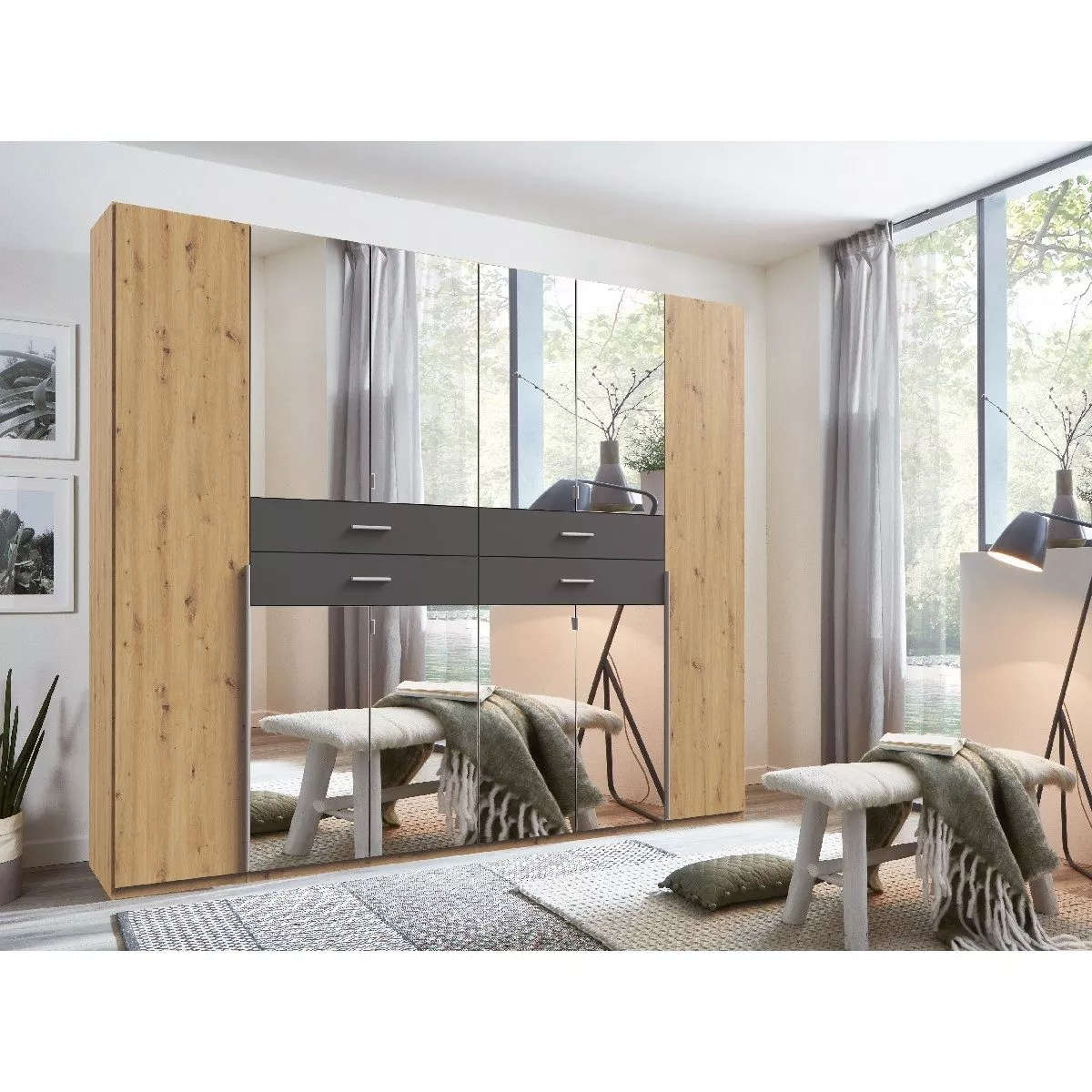 Wimex Denver Drehtürenschrank 10-türig mit Spiegel – Bild 2